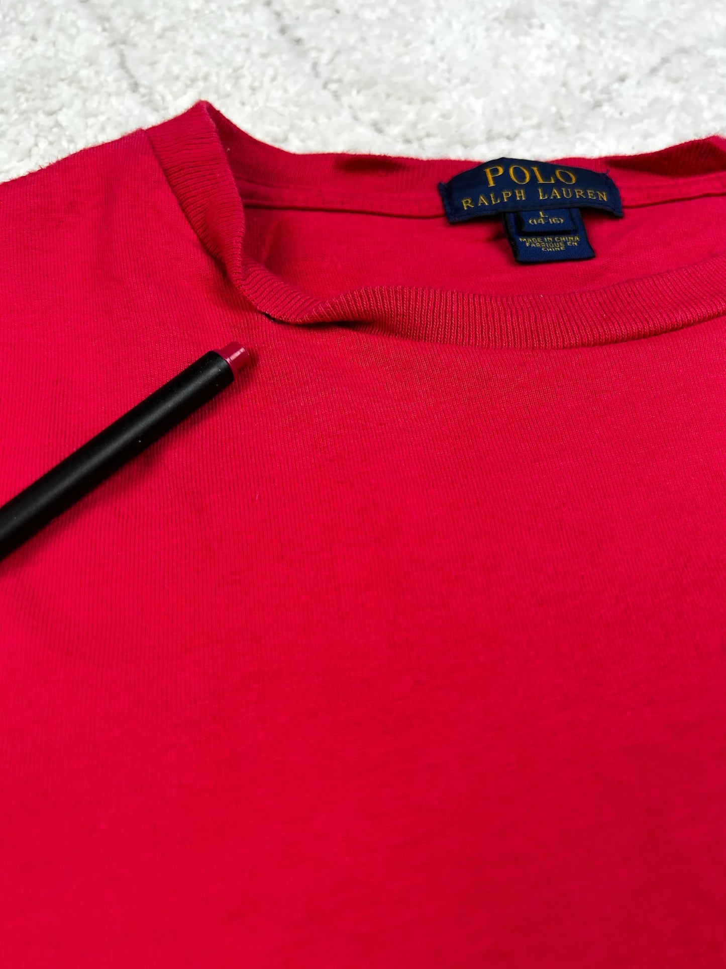 10s Ralph Lauren T-Shirt Rot S – XS - Thriftanova - 